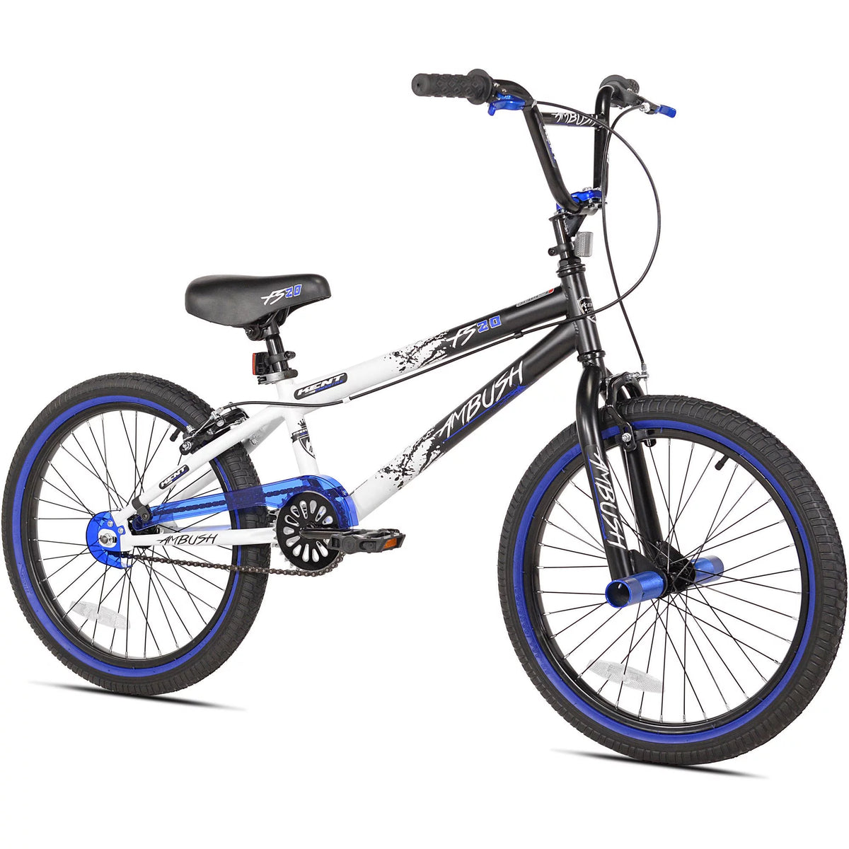 20 In. Boy's BMX Bike, Black with Blue and White Accents B33632