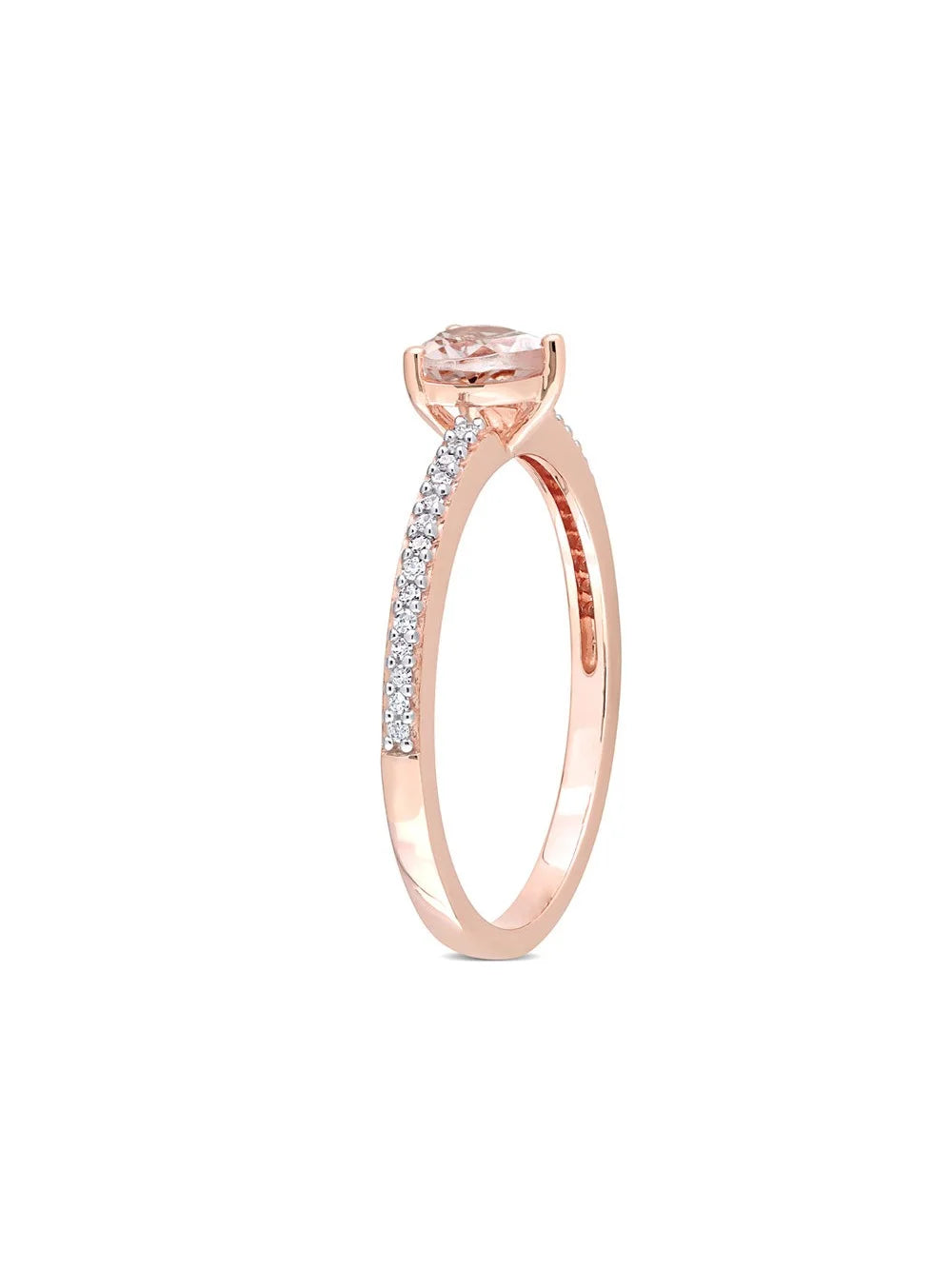 10K Rose Pink Gold Morganite Heart Promise Ring with Diamonds S49487
