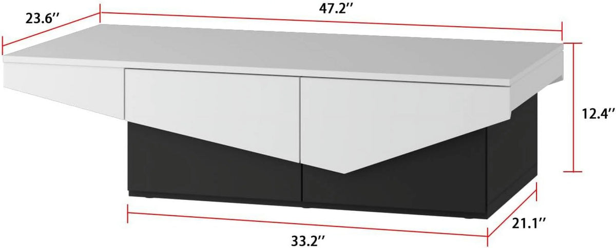 White and Black 4 Drawer Wood Coffee Table L688371
