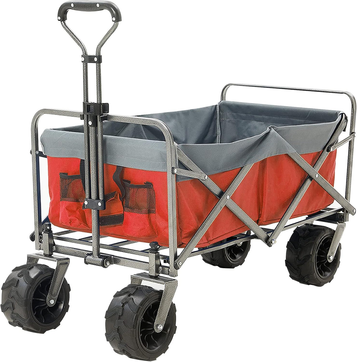 Red & Grey Collapsible Utility Wagon Cart with Wheels U1662