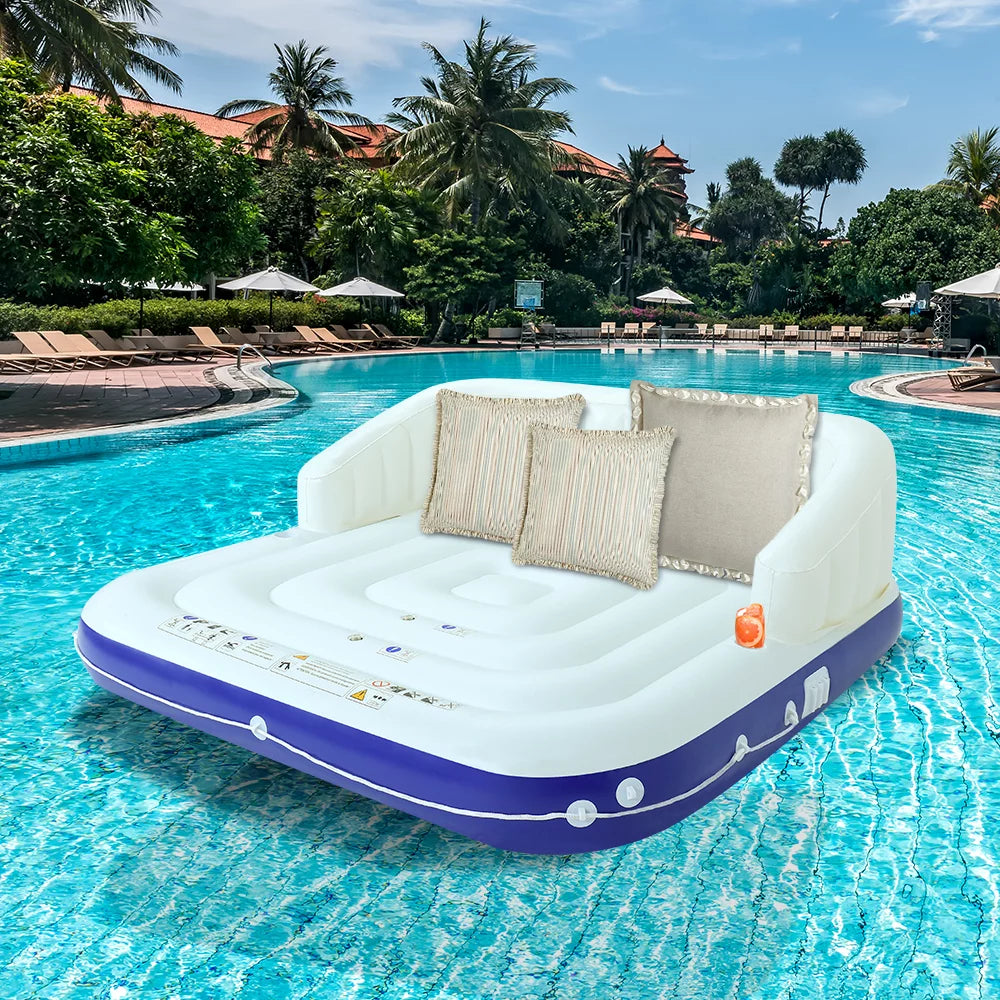 Inflatable Pool Float 2-3 Person with Canopy and Cup Holder L899091