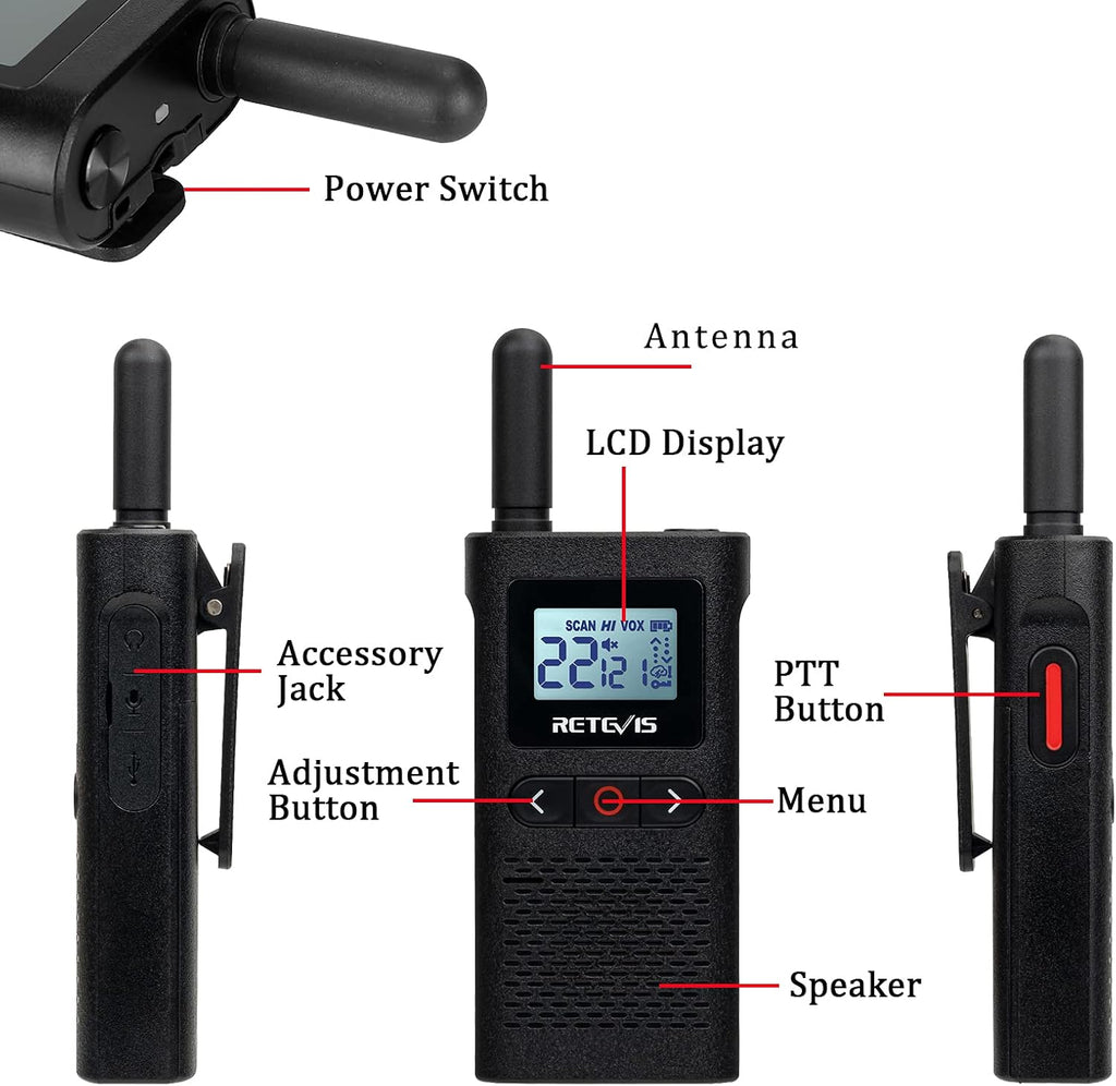 4 Pack Rechargeable Two Way Radio with Screen O7310