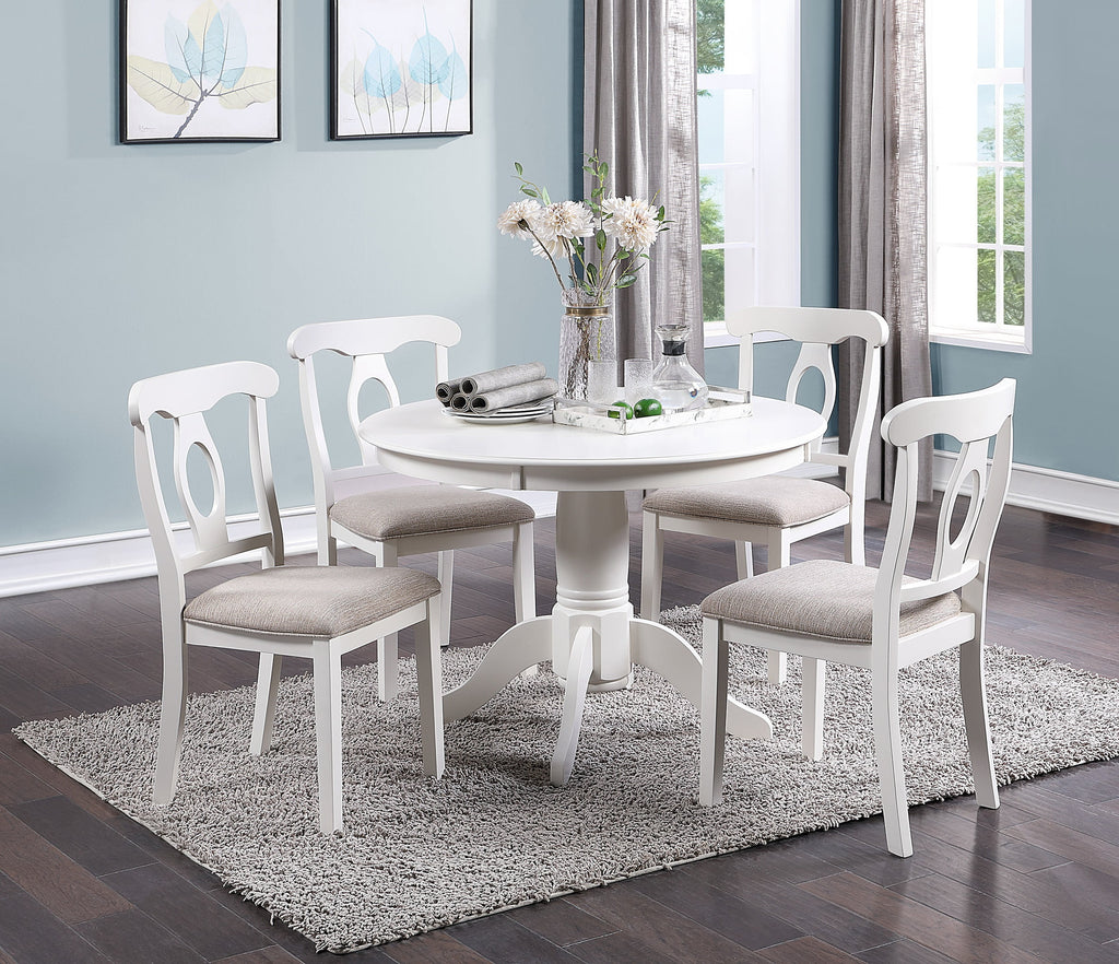 5pc Round Dining Table Set with 4 Cushion Chairs Rubberwood I646