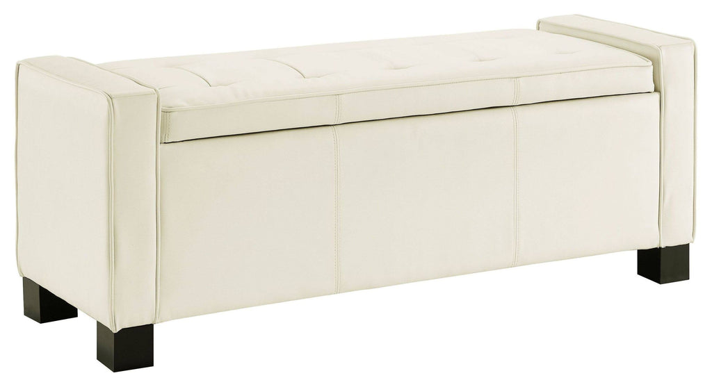 White Tufted Storage Bench T48021