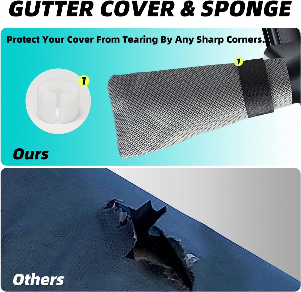 Travel Trailer Cover, 6 Layers Top RV Cover, Fits 27'-30' RV, with 1 Tongue Jack Cover, 2 Extra Straps, 6 Gutter Covers A163