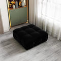 Black Velvet L-Shaped Sectional Sofa with Reversible Chaise Ottoman L736862