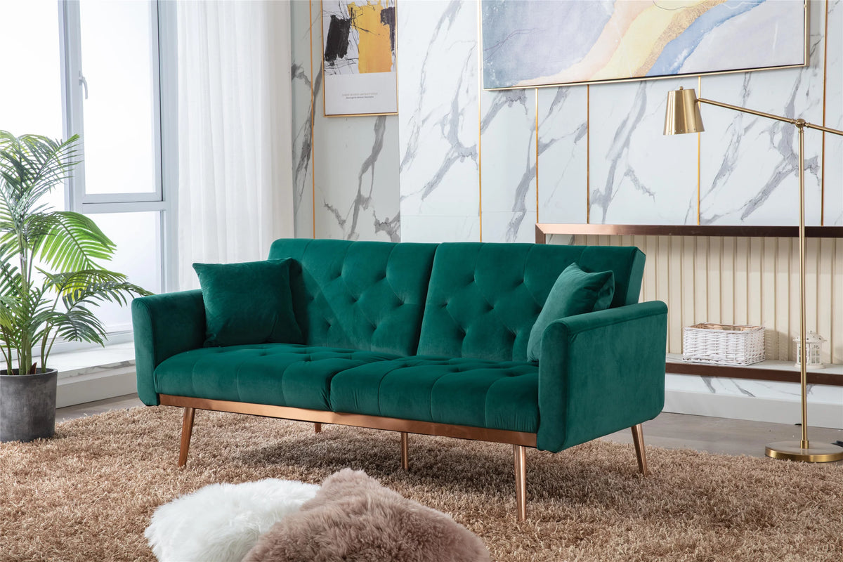 Velvet Accent Sofa with Rose Gold Metal Feet B685