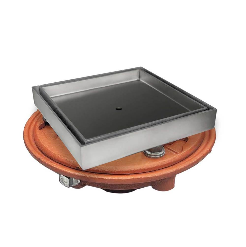 Satin Stainless Steel Shower Drain Kit with Cast Iron Body Z347782