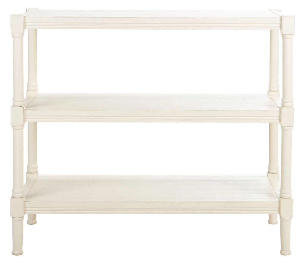 Distressed White Wood Console Table with Shelf I854492
