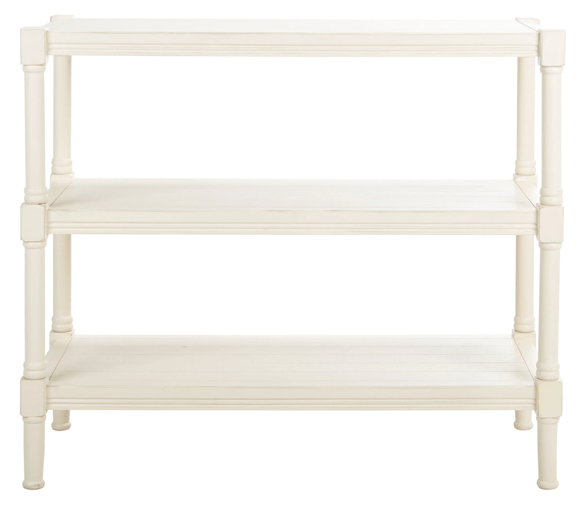 Distressed White Wood Console Table with Shelf I854492