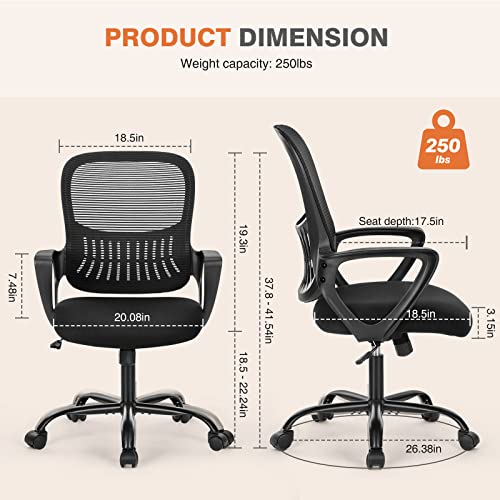 Black Ergonomic Mid-Back Mesh Swivel Office Chair Y6824