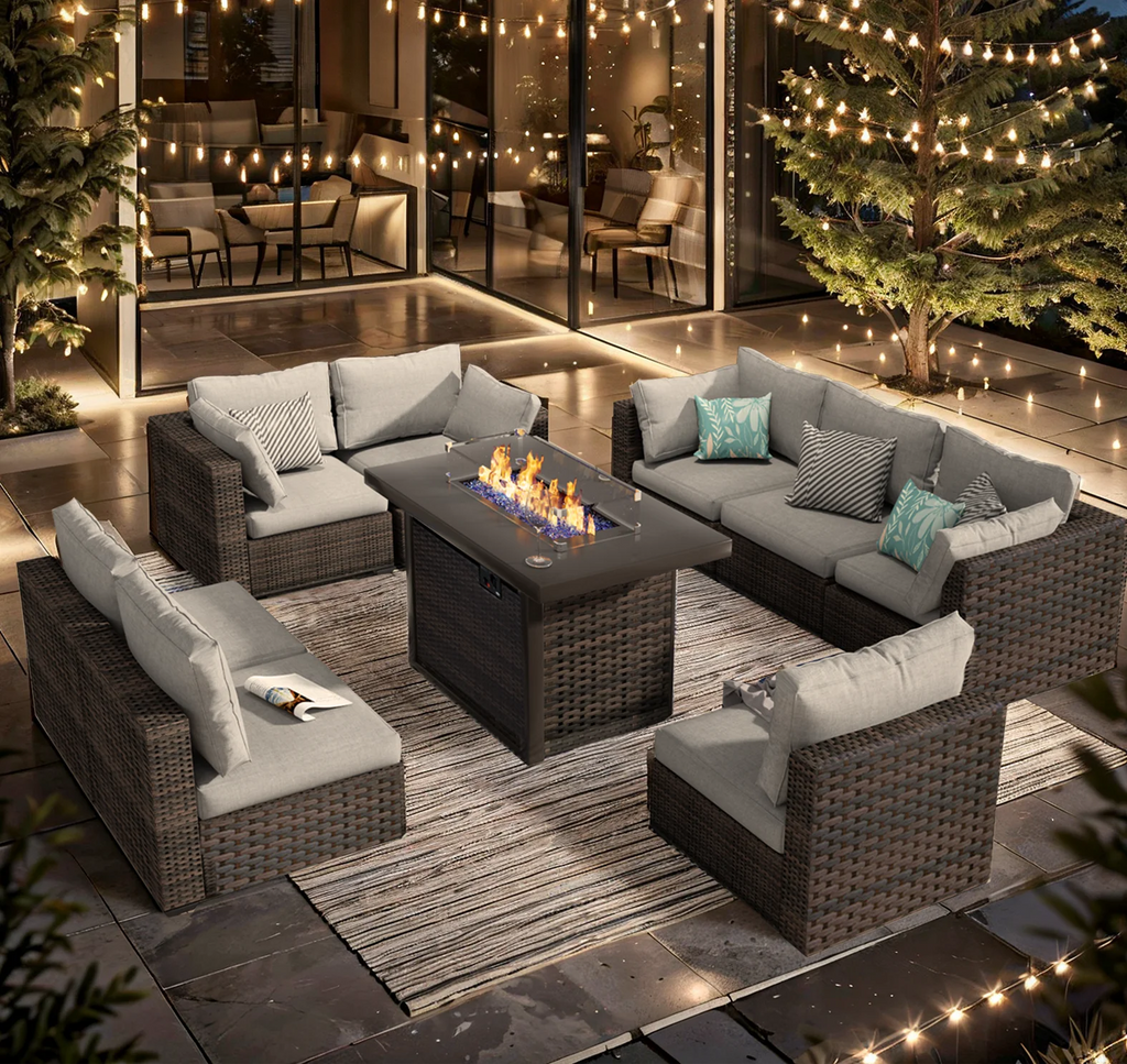 9 Pieces PE Wicker Rattan Outdoor Sofa Set G316100