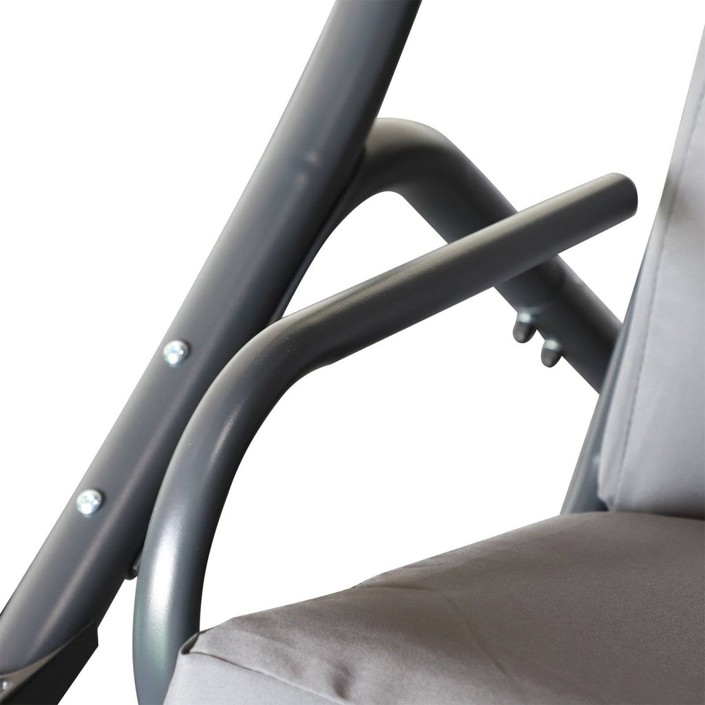 Grey Outdoor Swinging Chairs with Safety Handrails and Removable Shade Canopy D92366