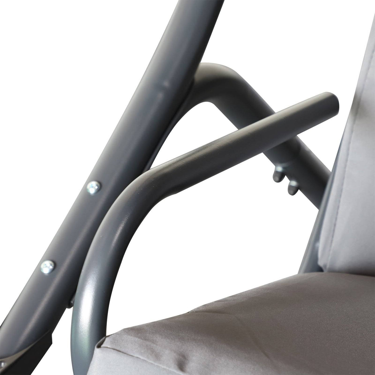 Grey Outdoor Swinging Chairs with Safety Handrails and Removable Shade Canopy D92366