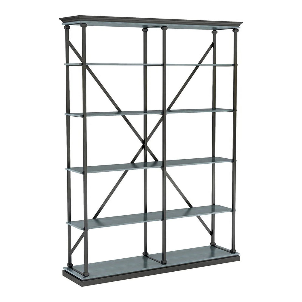 Antique Blue 58-Inch Industrial Metal Bookcase J696913