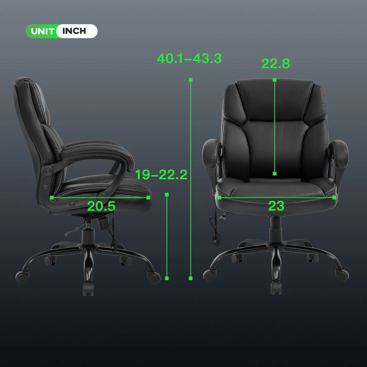 Black Manager's Chair with Lumbar Support & Swivel F11719