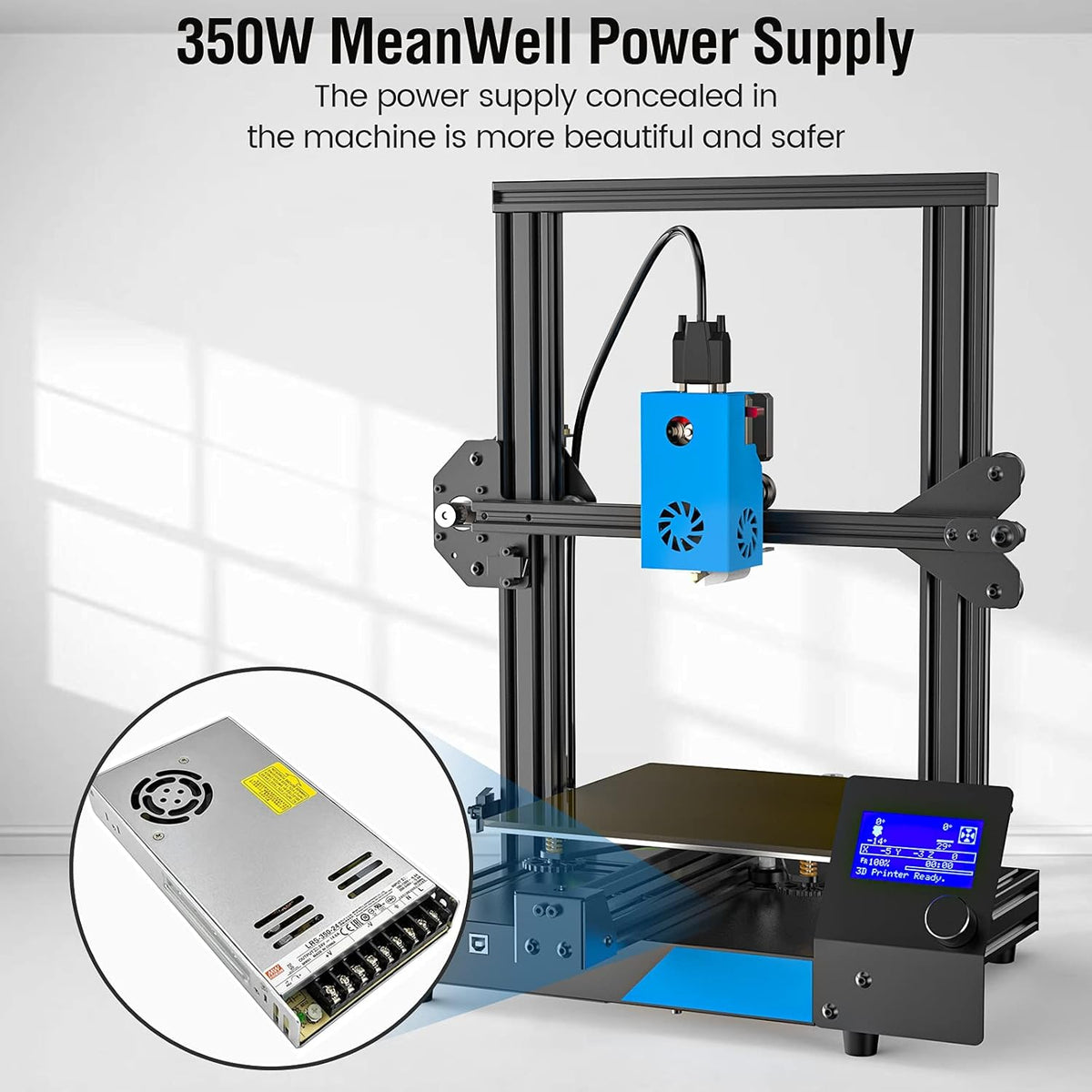 3D Printer with Carborundum Glass Platform, 9.2x9.2x10.8in V665956
