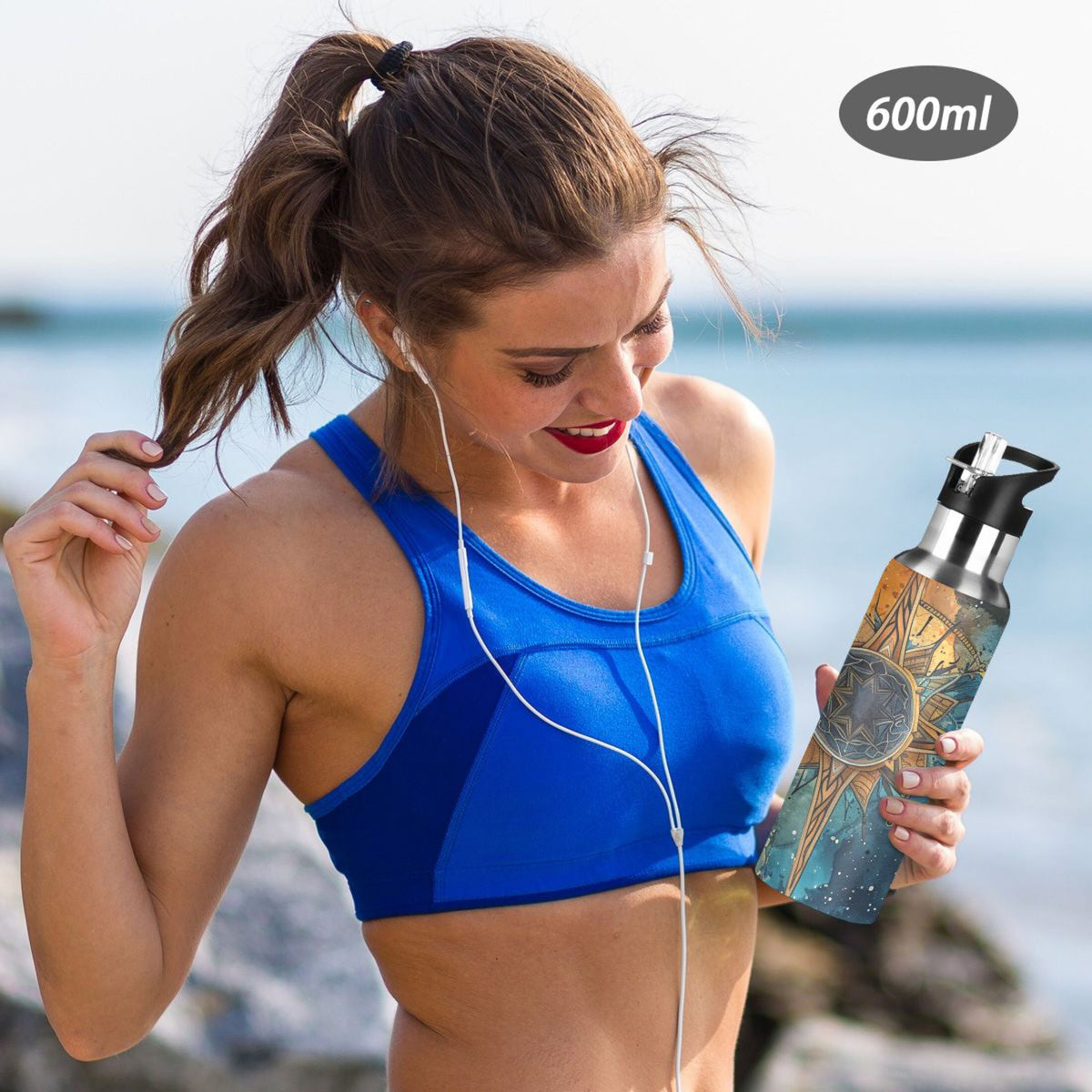 20 oz Insulated Stainless Steel Water Bottle with Straw Lid B734925