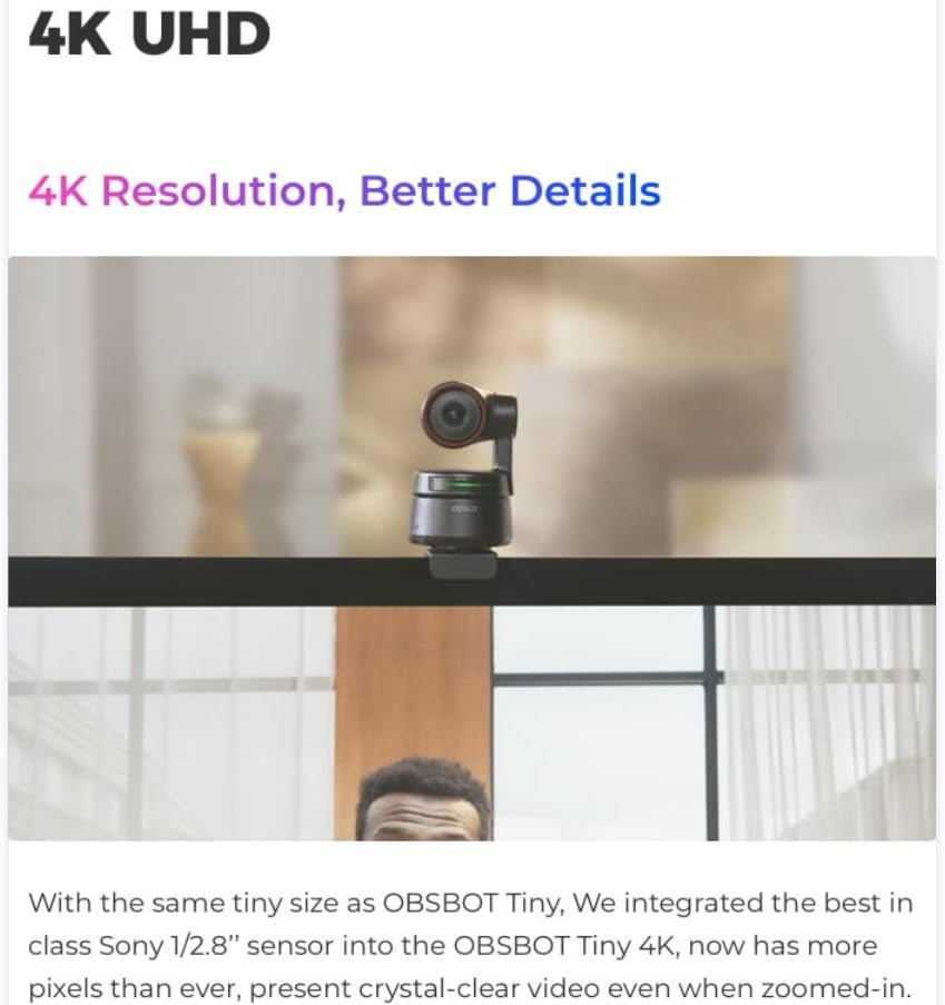 4K PTZ Webcam with 4X Zoom Y391330